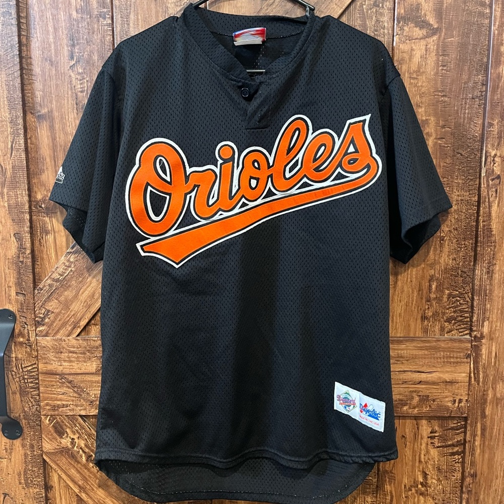 Majestic‎ diamond men's Baltimore orioles VTG black mlb jersey size large EUC